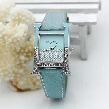 Priložnostne Ženski Kvadratnih Oblikovan Ročno Uro Usnje Barva Nosorogovo Oblikovalec Ženske Ure Ženske Obleke Luksuzni Quartz Crystal Watch
