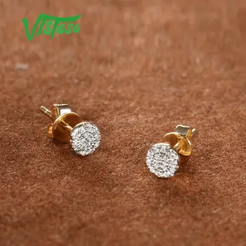 VISTOSO Gold Uhani Za Ženske 14K 585 Rumeno/belo Zlato Peneče Diamant Poslastica Krog Cirle Stud Uhani Trendy Fine Nakit