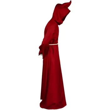 Halloween Grim Reaper Cosplay Plašč Srednjeveški Kostum Hooded Poliester Hooded Red Horn Karneval Cape