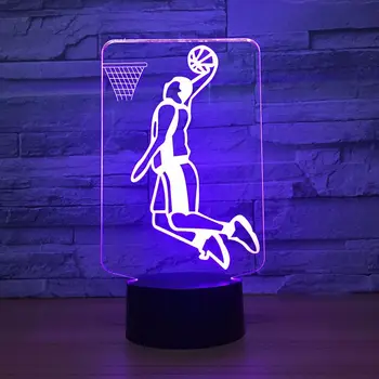 Slam Dunk Igrajo Košarko 3D LED Lučka za Osvetlitev 7 Sprememba Barve Sport 3D Noč Svetlobe Doma Soba Dekoracijo Najboljšimi Prijatelji Otrok Darilo