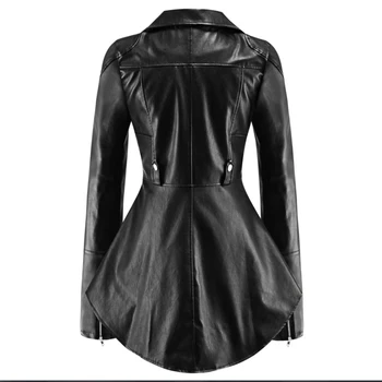 Rosetic Ženske PU Jopiči Priložnostne Gothic Črna Umetno Usnje, usnjeni Suknjič Plus Velikost Punk Zadrgo Coats Ženska Moda Vrhovi Goth Površniki