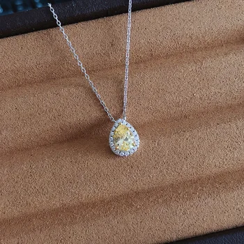 FFGems Srebra 925 ogrlico, obesek, Kaplja Vode Hruška Ustvarili Moissanite Gemstone, belo zlato Fine Nakit za ženske dekle polje