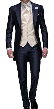 Vroče Prodajo Po Meri Ženina Tuxedos Formalno Obrabe Poroka Obleke Groomsman/Ženin Najboljši Človek Na Debelo ( Suknjič+Hlače+Telovnik ) Fit Obleko