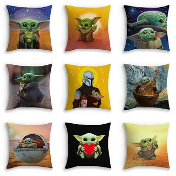 Baby Yoda Srčkan Prevleke 45 cm Blazine Pokrov Star Wars Mandalorian Yoda Tematskih Pillowcases za Domači Kavč Natisnjeni Blazino Zajema