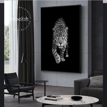 1 Kos Črne In Bele Živali Plakate Za dnevno Sobo Leopard Sodobne Dom Dekor Slike HD Tisk Na Platno, Olje Slike