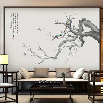 75*130 cm Kitajski Slog Ptiči na Veji PVC Stenske Nalepke DIY Drevo Doma Dekoracijo Plakat, Dnevna Soba, Pisarna Ozadje