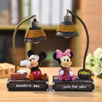 Disney LED Mickey Miške Minnie Noč Svetlobe Risanka Desk namizne Svetilke Anime Mickey Mouse Spalnica Dekor Lampara Božič Otroci Darilo Svetilke