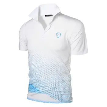 Jeansian Moški Šport Tee Polo Majice POLOS Poloshirts Golf, Tenis, Badminton, Suho Prilegajo Kratek Rokav LSL195 WhiteBlue2