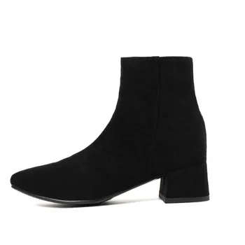 Nove Ženske Čevlje z Visokimi Petami Slip gleženj škornji zimski Stretch nogavice, čevlji elegantno Kvadratnih visoke pete, čevlji ženski Plus velikosti 32 - 44