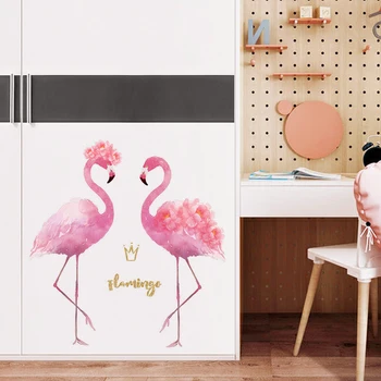 Ljubezen flamingo stenske nalepke dekle soba dekoracijo spalnica dekor poroko v ozadju stene dekor samolepilne nalepke doma dekor