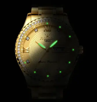 Luksuzni moške quartz uro znamke jekla koledar 30 metrov Rolexable nepremočljiva moške quartz uro zlata ura relogio masculino