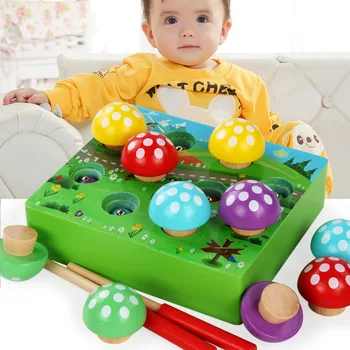 Otroška Lesena Montessori Igrače Magnetni Ribolov Igrače Gob Gozd Ujeti Črv Igra Izobraževalne Uganke Igrače Za Otroke Dekle Darilo