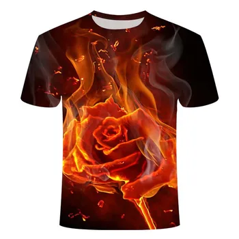 Plamen 3D tiskanje majice, novih stilov smešno novost T-srajce za moške in ženske, kratka sleeved vrhovi, unisex oblačila
