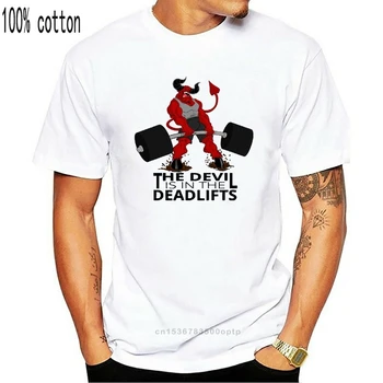 Hudič V Deadlift Tshirt Moški T-shirt Meri Majica s kratkimi rokavi Top Kakovosti Vrhovi Bombaž Tees Bika Risani Stripi Oblačila Mornarsko Modra