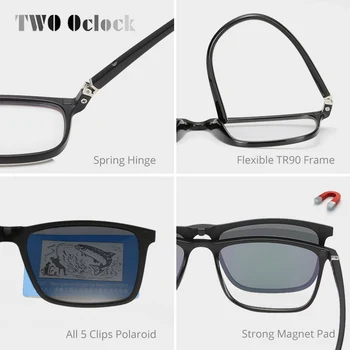 DVA Okvirja, Polarizirana Magnet sončna Očala Moških UV400 Visoke Kakovosti 5 V 1 Posnetek Na Sunglass Ženske Kvadratnih Dioptrije Spektakel Okvir A8804