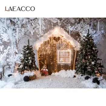 Laeacco Vinil Lesa Božič Ozadja Za Fotografiranje Pozimi Sneg, Snežak Darilo Otroka, Novorojenčka Portret Ozadje Photocall