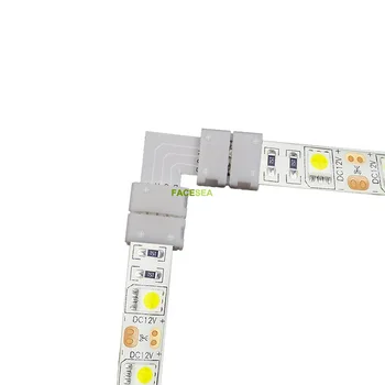 10 ~ 100Sets PCB Priključek L Oblike 2pin 8 mm/10 mm / 4pin, 10 mm LED Trak Priključek za 3528 5050 RGB Razsvetljava Brezplačno Varjenje