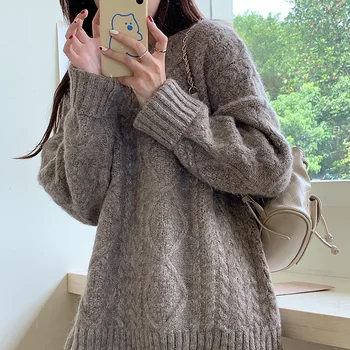 3 barve 2019 jesen in zimo, korejski slog, barva twist debel toplo pleteni pulover ženske, puloverji in pullovrs (N0057 )