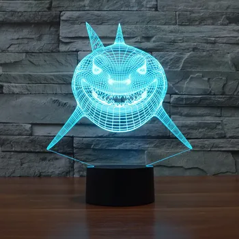 Shark Model 3D LED Luči Hologram Iluzije 7 se Spremeni barva Dekor Lučka za Najboljši Nočni Svetlobi Darilo za Dom Deco 3159