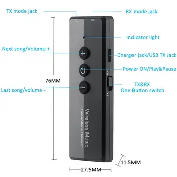 Bluetooth5.0 Adapter Oddajnik in Sprejemnik za TV na Brezžične Slušalke Zvočnik z AUX Vmesnik
