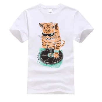 DJ Jazz Nič Master Mačka Moška T-Shirt Jeseni, Pozimi Camisa Vrhovi T Shirt Debelo Tiskanja Posadke Vratu Tshirts EU, ZDA Svoboden Tshirt