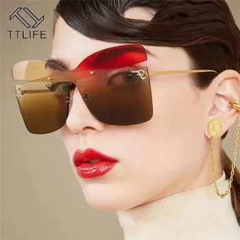 TTLIFE Prevelik sončna Očala 2020 Ženske Retro Vintage sončna Očala Luksuzne blagovne Znamke Rimless Očala Oculos De Sol Feminino