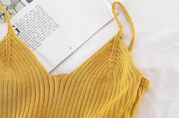 Ins preprostih pletenih obreži zgoraj kratek barva all-tekmo žensk camisole WX41