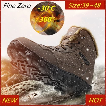 Velika Velikost 48 Moških Zimskih Super Toplo Sneg Škornji Za Moške, Visoke Kakovosti Nepremočljiva Usnja Superge Prostem Moški Pohodniški Čevlji Delovni Čevlji