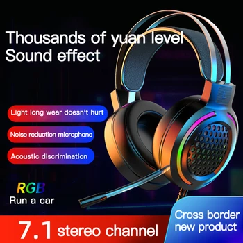 Nove Led Luči Gaming Slušalke Slušalke Žične Igralec Slušalke Stereo Slušalke Z Mikrofonom LED Luč Za Računalnik PC Gamer