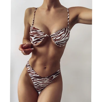 Floaral tiskanja kopalke Underwire push up bikini 2021 mujer High cut kopalke ženske Seksi kopalke Trak plaža obrabe Biquini