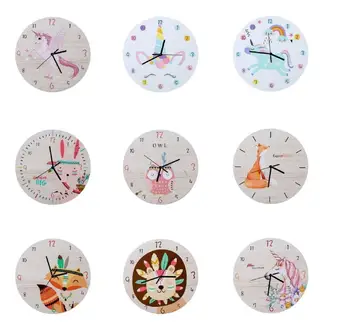 Risanka Samorog Stenska Ura za Otroke, Soba Roza Izklop Gibanje Lesena 3D Reloj de Pared Horloges Doma Dekor Dnevna Soba Vroče Darilo