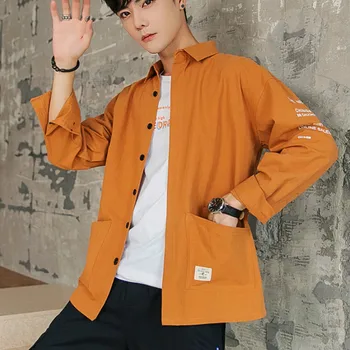 Jakna Moški Plus Velikost korejski Slog Visoke Mode Vrh Kakovosti Svoboden Stilsko Mens Jopiči in Coats Pismo 4XL Ulične Oblačila