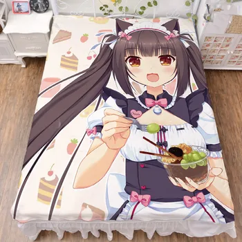 2019-avgust posodobitev Anime NEKOPARA chocolat vanilije, Kokosa seksi dekle posteljo mleka vlaken list & odejo poletje odeja, 150x200cm