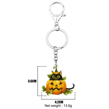 Newei Akril Halloween Mačka Pumpkin Head Keychains Keyring Dolgo Wristlet Ključnih Verige Nakit Za Ženske, Otroci Klasično Festival Darilo