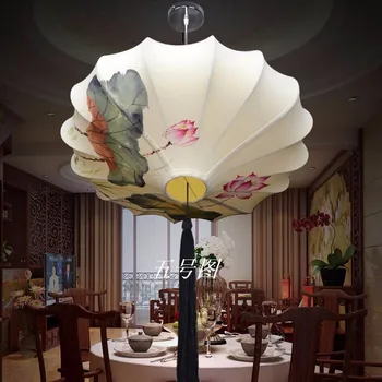 Kitajski style luči nove klasične tkanine lotus listov lučka kmečko priložnostne romantično dekoracijo obesek lučka 40-60 cm človek ročno risanje