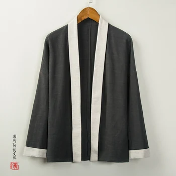 Kitajske Tang bo Ustrezala Wudang Hanfu moška Oblačila Plašč Bombaž Perilo Plašč Etnične Slog Zen Oblačila Starih Kostum Taoist Robe