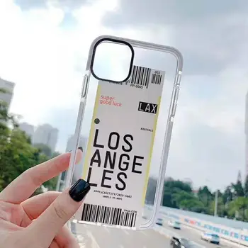 Toronto, New York, Luksuzni Letalskih Vozovnic Črtna koda Etiketi primeru za iPhone 11 Pro X XS Max 12 mini 7 8 Plus Los Angeles Barvo Jasno pokrov