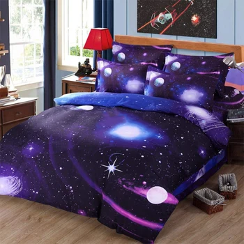 3D Galaxy Posteljnina Rjuhe Kritje Eno Reverzibilna Purple Star Galaxy Mikrovlaken Posteljnina Odeja Zadrgo Kravato Otrok Teen Girl