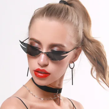 2020 Nov Modni Mačka Oči, sončna Očala, Ženske, Moške blagovne Znamke Rimless Design Val Očala Luksuzni Trending Ozka očala za Sonce Ulične