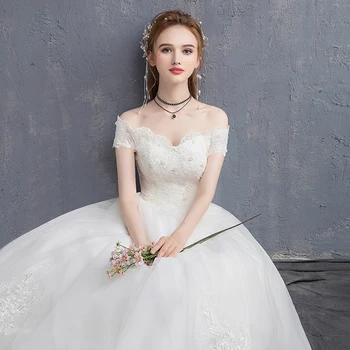 Aplicirano Čipke Letnik Poročno Obleko 2021 Novo Off Ramenski Nevesta Obleka Princess Dream Poročne Obleke Kitajska Poročna Oblek