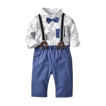 Za Malčke Baby Boy Pomlad Jesen Oblačila, Ki Moda Poroka, Krst Bombaž Pomlad Otroci Fant Oblačila Obleka+Pasu Hlače Obleko
