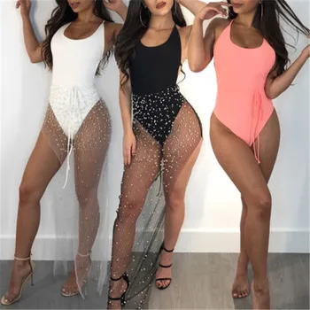 Ženske Enodelne Kopalke, Monokini Push Up Bikini Brazilski Čiste Barve, Kopalke Plažo Nove Maxi Zaviti Krilo Bikini Kritje