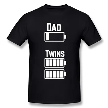 Utrujen Twin Oče Nizke Napolnjenosti Baterije Bombaža, Kratek Rokav Prevelik Smešno T Shirt Grafični Harajuku Hip Hop T-shirt Ulične