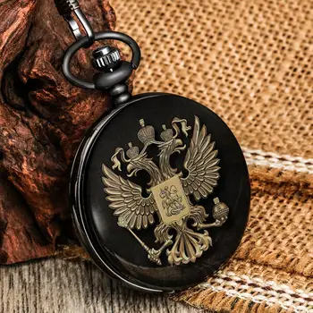Ruski Dvakrat vodil Orel Quartz Design Žepne Ure Nacionalni Emblem Dome Spominsko Značko Umetniških Zbirk za Moške, Ženske
