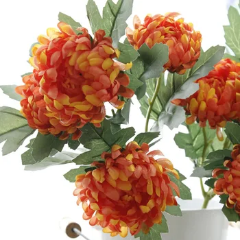 5 Glav Velike Rože Svilene Chrysanthemum Umetni Cvetovi Ognjiča Jesen Poroka Domu Dekorativni Ponaredek Rastline Veje A8736