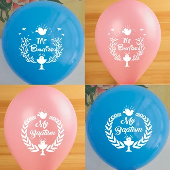 50 Kosov 10 Inch Modra, Roza Mojem Krstu ali Mi Bautizo Balon Za Fant in Dekle je Krst & Krst Stranka Dekoracijo Balon