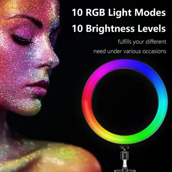 6-18 palčni RGB Obroč Svetlobe s Stojalom Selfie Svetlobni Obroč Lučka Fotografija Obroč svetlobe za YouTube Kamero Telefona, Ličila Živo
