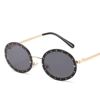 Ovalni Rimless Majhen Diamant Luksuzni sončna Očala Moški Ženske Modni Odtenki UV400 Vintage sončna Očala Ženski Oculos Očala Crystal