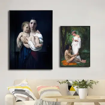 Doma Dekoracijo Tiskanja Platno Umetnosti Stenske Slike Plakat Platno, Saj Slike francoski William Adolpha Bouguereau ženska