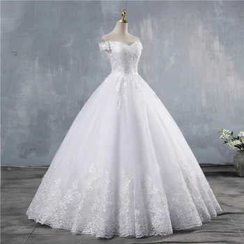 ZJ8171-F 2020 2021 Princesa Poročno Obleko Off Rami Applique Čipke Nevesta Obleke Poročne Obleke Plus Velikost